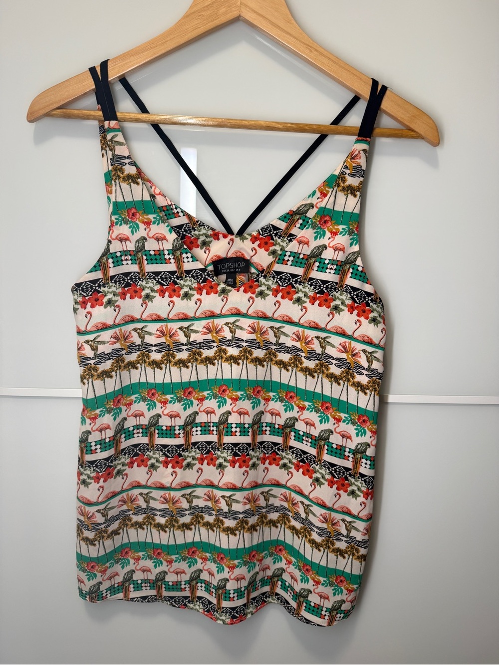 Topshop Tropical Print V-Neck Tank Top